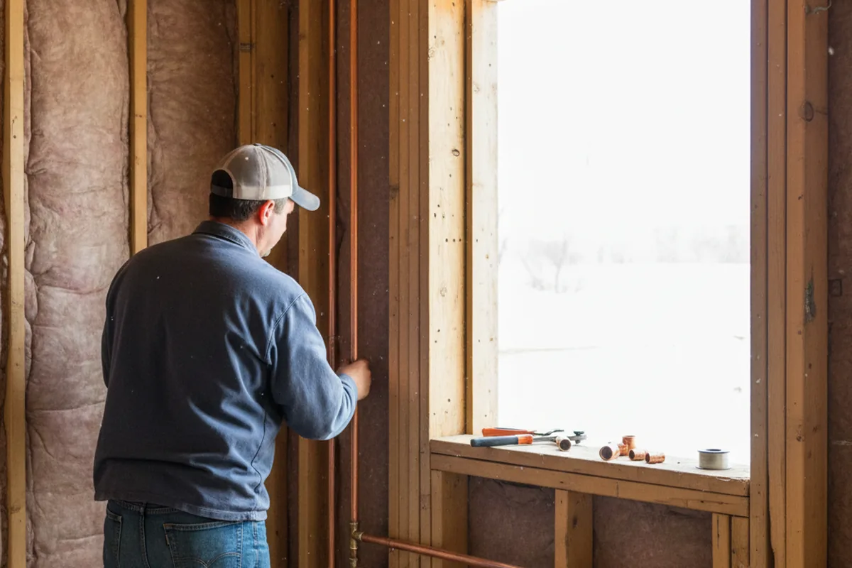 Licensed plumber running new copper supply lines in a Downers Grove home